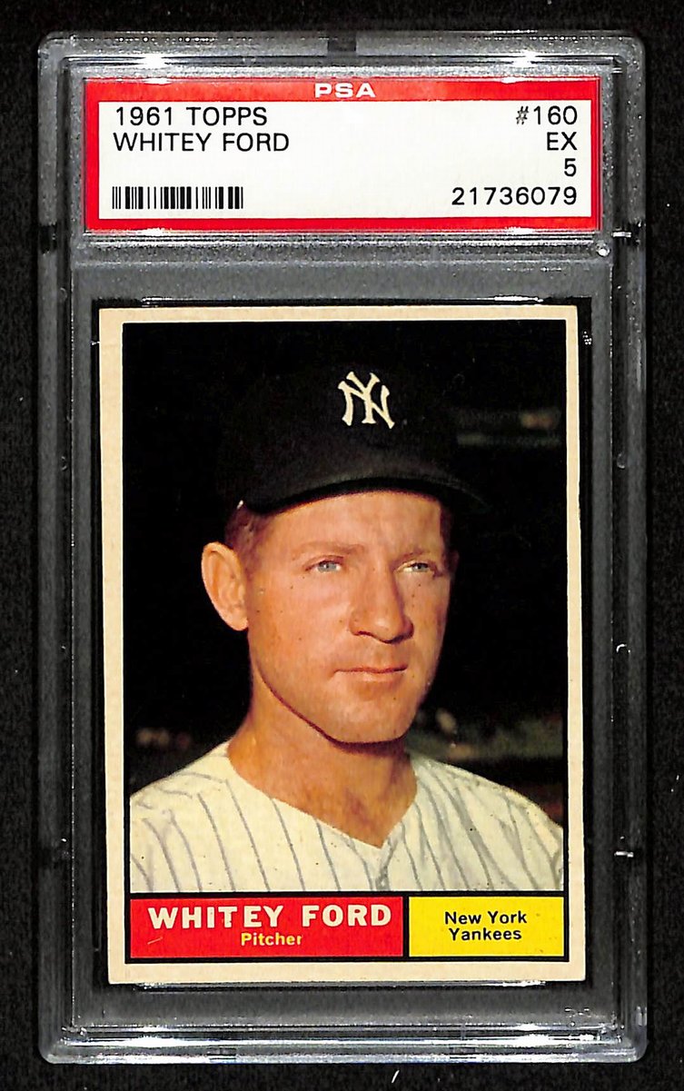 1961 Topps #160 Baseball Card EX 5 Whitey Ford New York Yankees PSA 201259