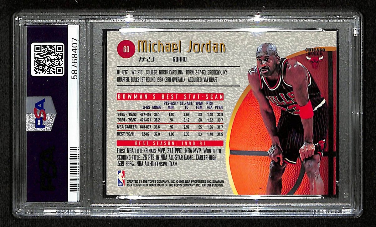 1997 Bowman's Best #60 Basketball Card NM 7 Michael Jordan HOF Bulls PSA 201263