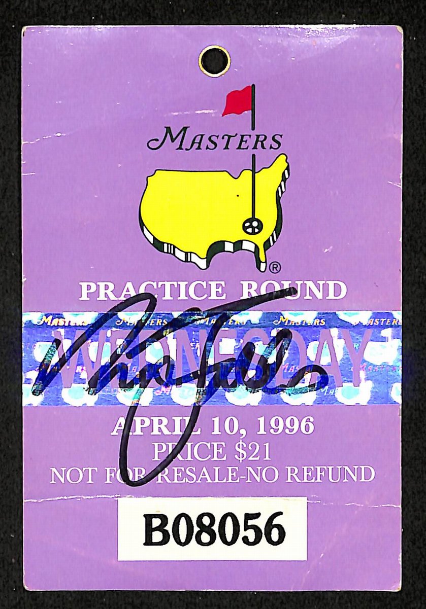 Nick Faldo Signed/Auto April 10, 1996 Masters Practice Round Ticket JSA 201859