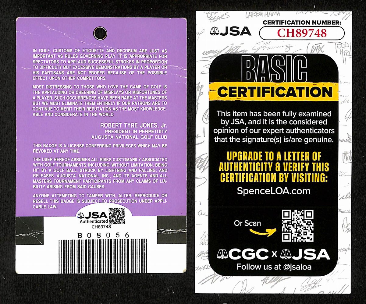 Nick Faldo Signed/Auto April 10, 1996 Masters Practice Round Ticket JSA 201859