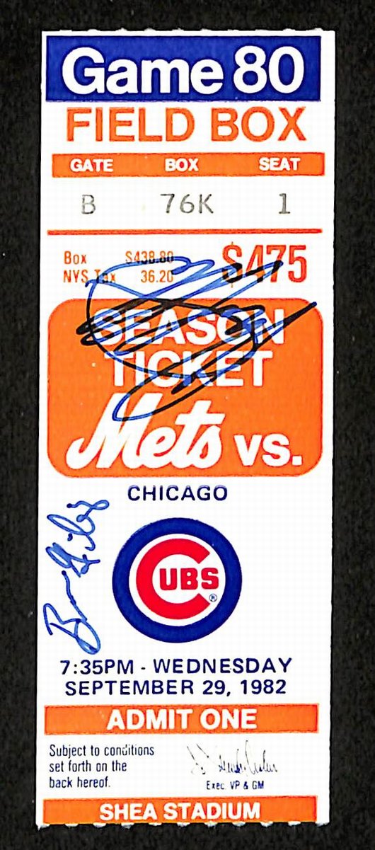 9/29/1982 Ticket Stub New York Mets vs. Chicago Cubs Triple Play 201885