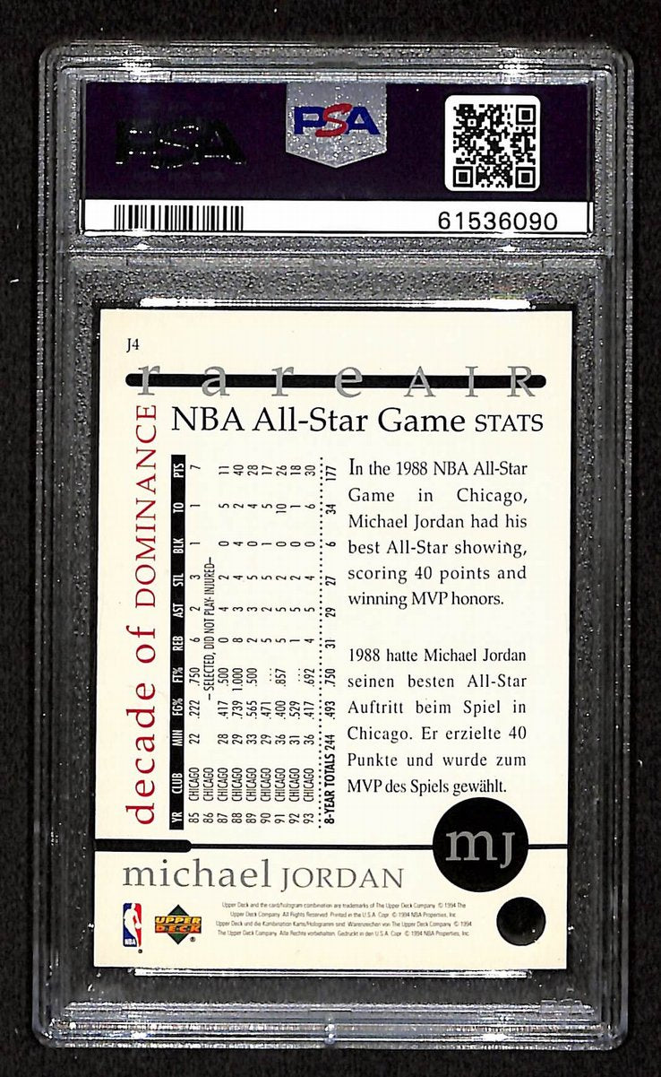 Michael Jordan 1994 Upper Deck Card #J4 Chicago Bulls PSA/DNA MINT 9  200975