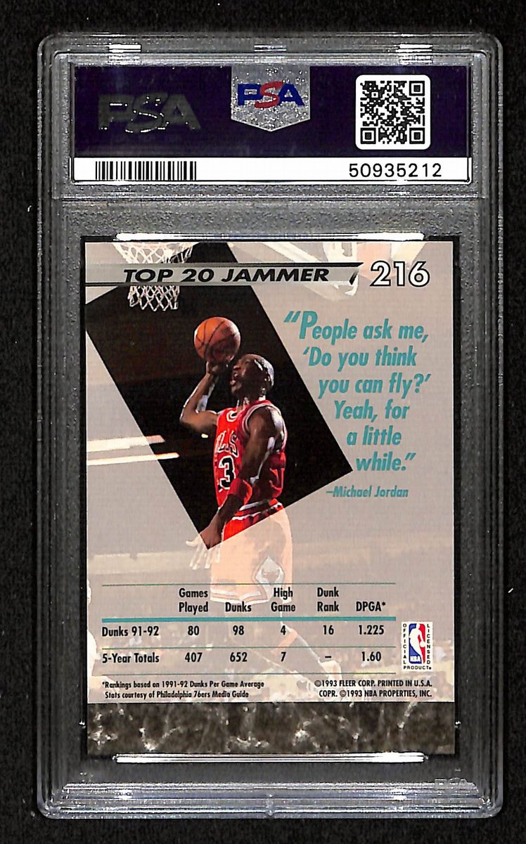 Michael Jordan 1992 ULTRA Card #216 Chicago Bulls PSA/DNA NM 7  202078