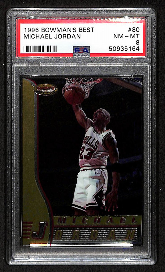 Michael Jordan 1996 Bowman Card #80 Chicago Bulls PSA/DNA NM-MT 8  202079
