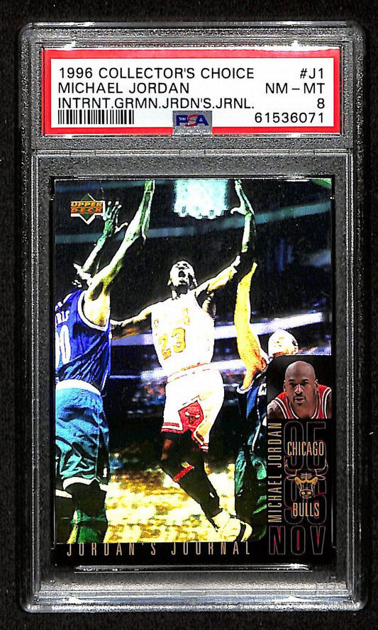 Michael Jordan 1996 Upper Deck Card #J1 Chicago Bulls PSA/DNA NM-MT 8  202084