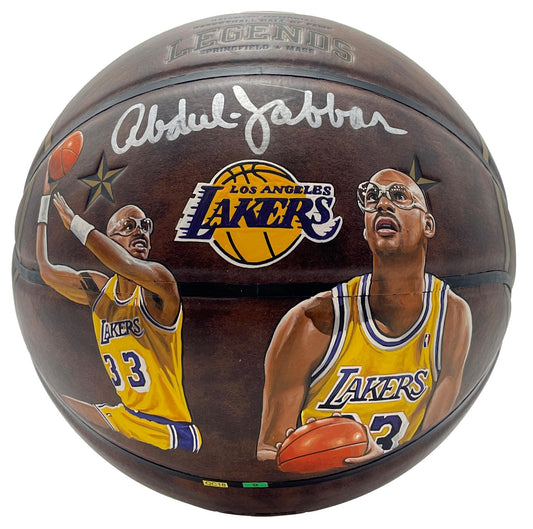 Kareem Abdul-Jabbar HOF Signed Hand Painted Legends Basketball Lakers JSA 201278