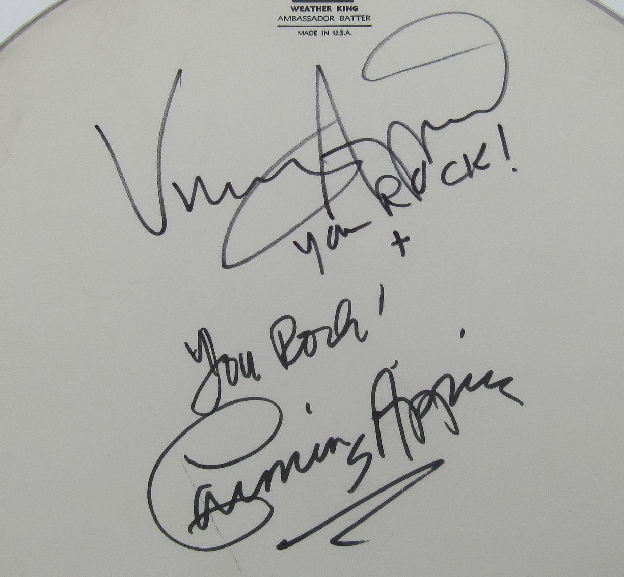 Carmine Appice/Vinny Appice Drummer Dual-Signed/Inscribed Drum Head JSA 200968