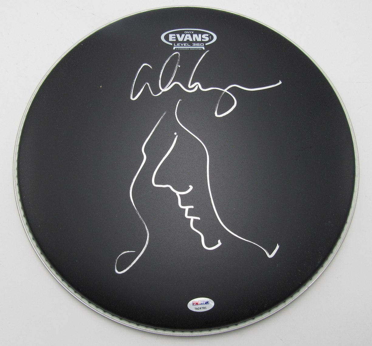 Alice Cooper Singer Signed/Auto Drum Head w/Self Portrait Sketch PSA/DNA 200969