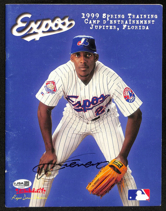 Vladimir Guerrero Sr. HOF Signed 1999 Expos Spring Training Program JSA 201180