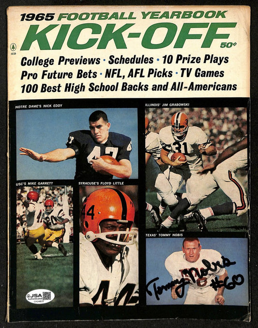 Tommy Nobis Signed/Auto 1965 Football Yearbook Kick-Off Magazine JSA 201183