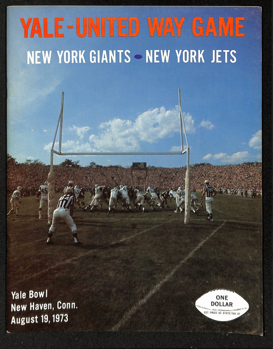 8/19/1973 Yale United Way Game Program New York Giants vs. New York Jets 202053