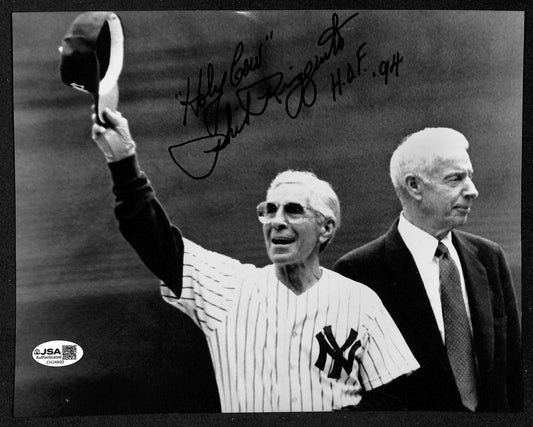 Phil Rizzuto HOF Signed/Inscr 8x10 Photo w/ Joe DiMaggio Yankees JSA 201897