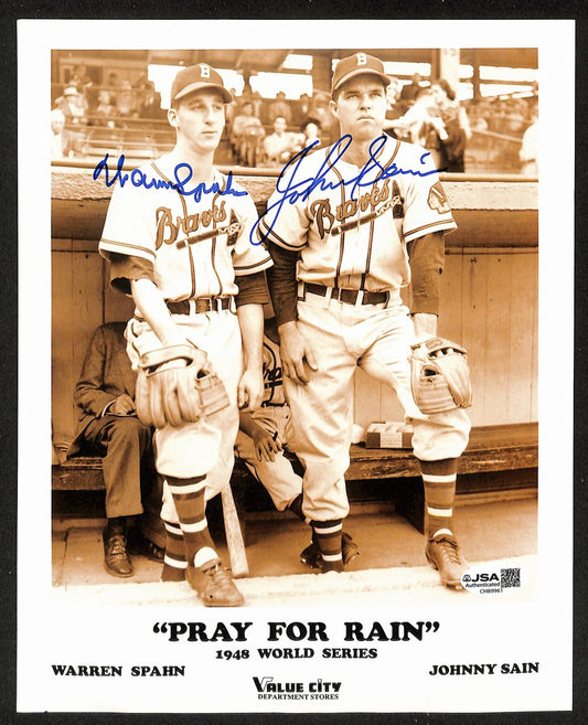 Warren Spahn/Johnny Sain HOF Dual-Signed/Auto 8x10 Photo Braves JSA 201988