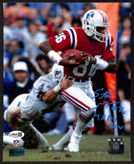 Stanley Morgan Signed/Inscribed 8x10 Photo New England Patriots JSA 201998