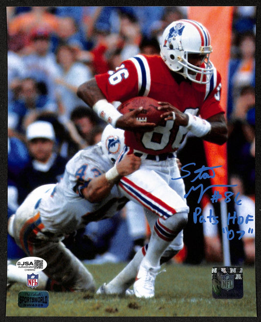 Stanley Morgan Signed/Inscribed 8x10 Photo New England Patriots JSA 201999