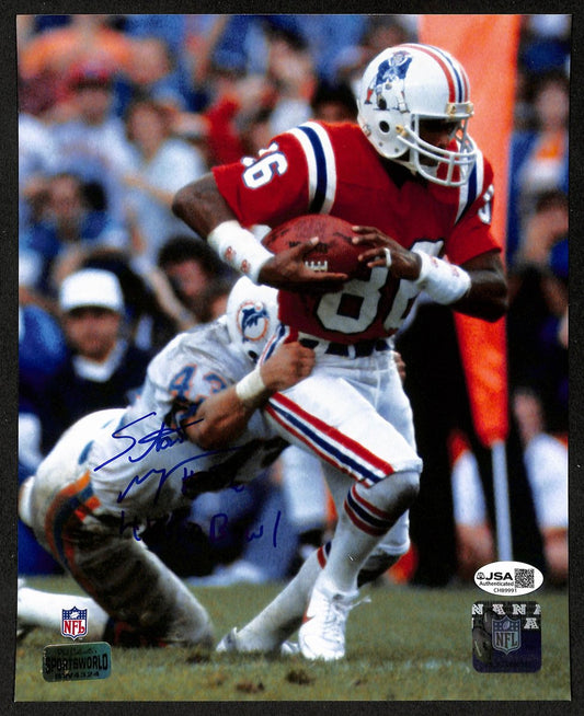 Stanley Morgan Signed/Inscribed 8x10 Photo New England Patriots JSA 202000
