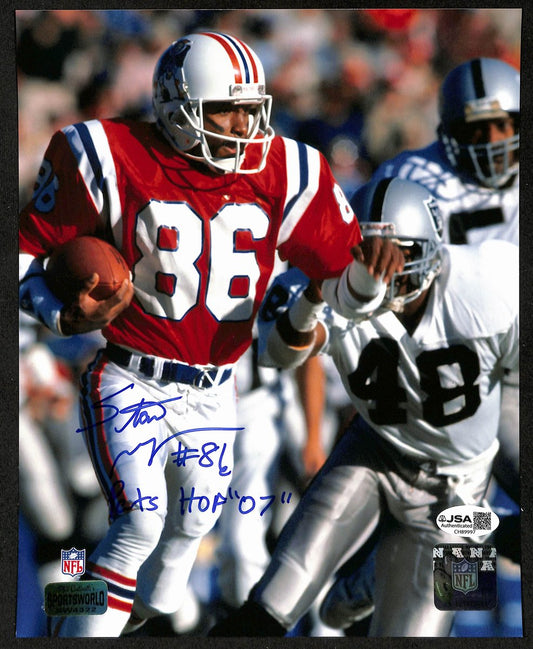 Stanley Morgan Signed/Inscribed 8x10 Photo New England Patriots JSA 202001