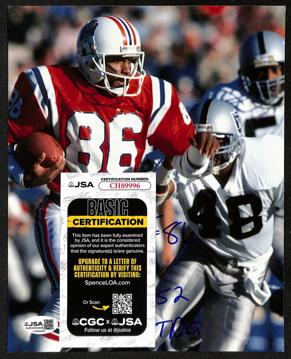 Stanley Morgan Signed/Inscribed 8x10 Photo New England Patriots JSA 202002