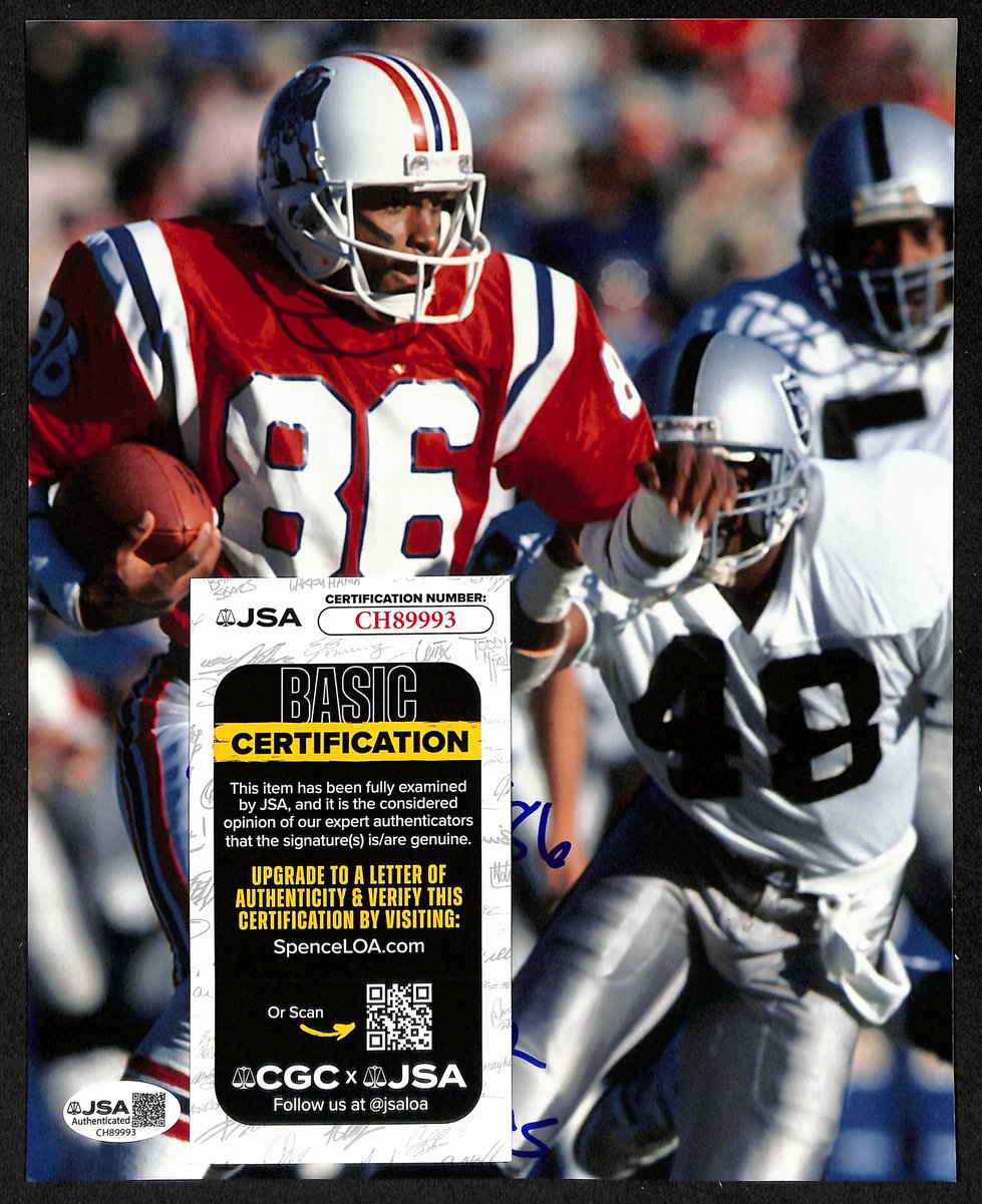 Stanley Morgan Signed/Inscribed 8x10 Photo New England Patriots JSA 202003