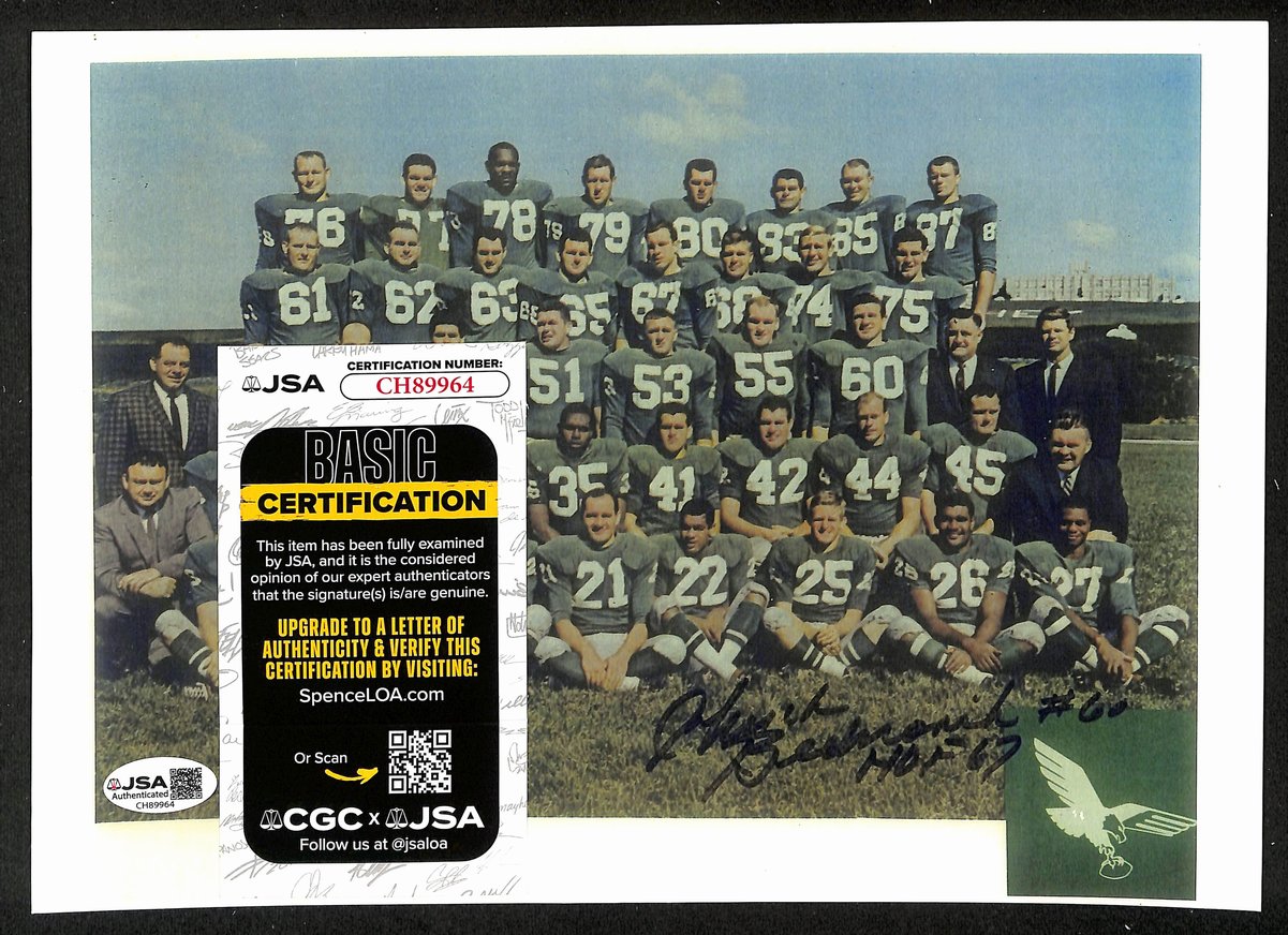 Chuck Bednarik HOF Signed/Inscribed 8x10 Photo Philadelphia Eagles JSA 202006