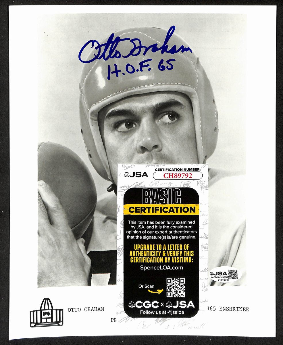 Otto Graham Official Pro Football Hall of Fame Auto/Signed 8x10 Photo JSA BA201939