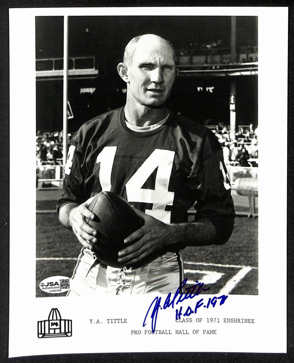 Y.A. Tittle Official Pro Football Hall of Fame Auto/Signed 8x10 Photo JSA BA201943
