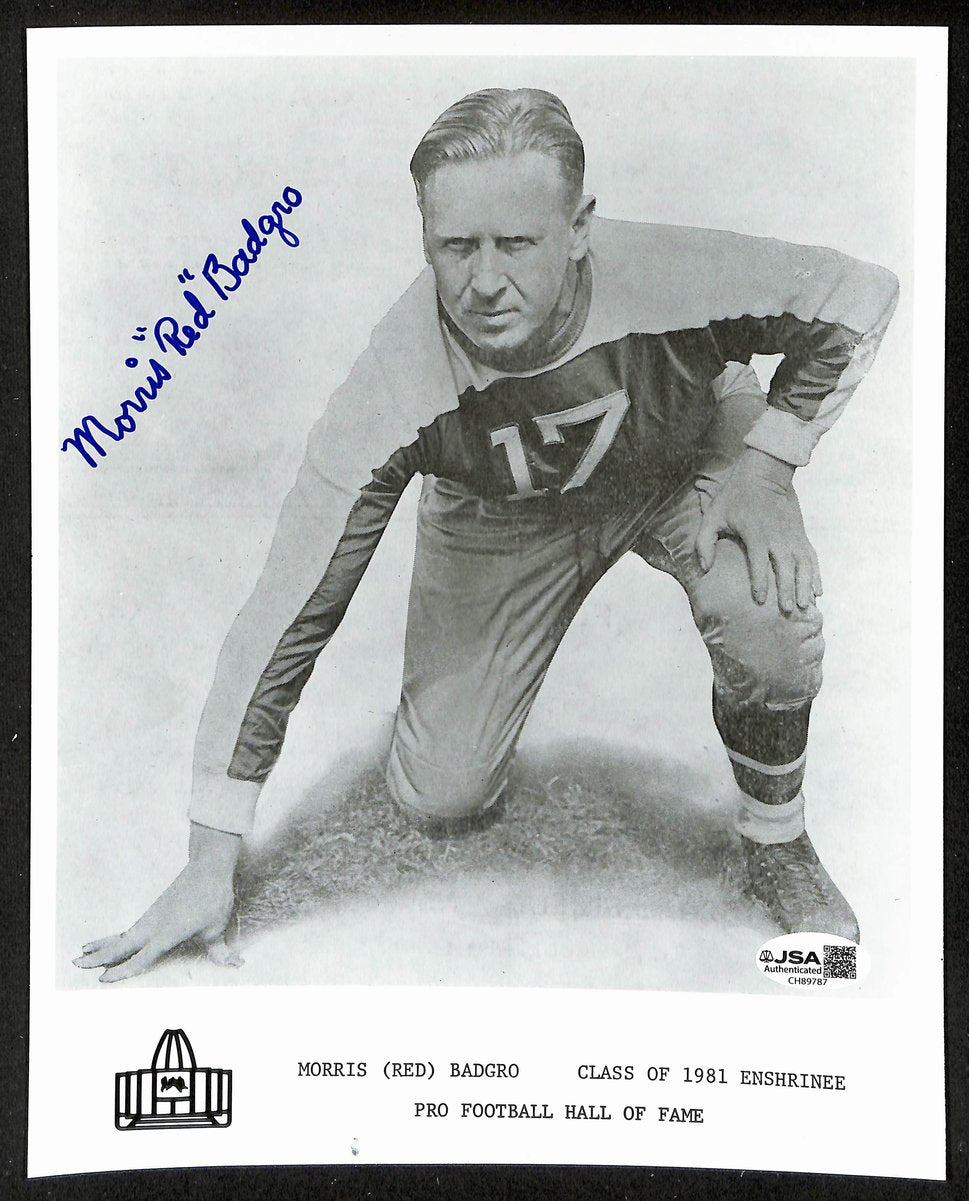 Morris Red Badgro Official Pro Football Hall of Fame Auto/Signed 8x10 Photo JSA BA201944