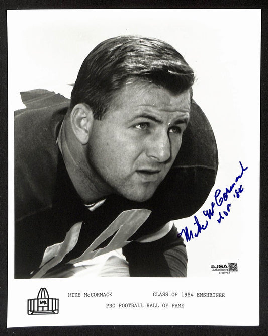 Mike McCormack Official Pro Football Hall of Fame Auto/Signed 8x10 Photo JSA BA201948