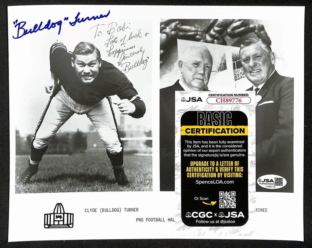 Clyde Turner Official Pro Football Hall of Fame Auto/Signed 8x10 Photo JSA BA201955