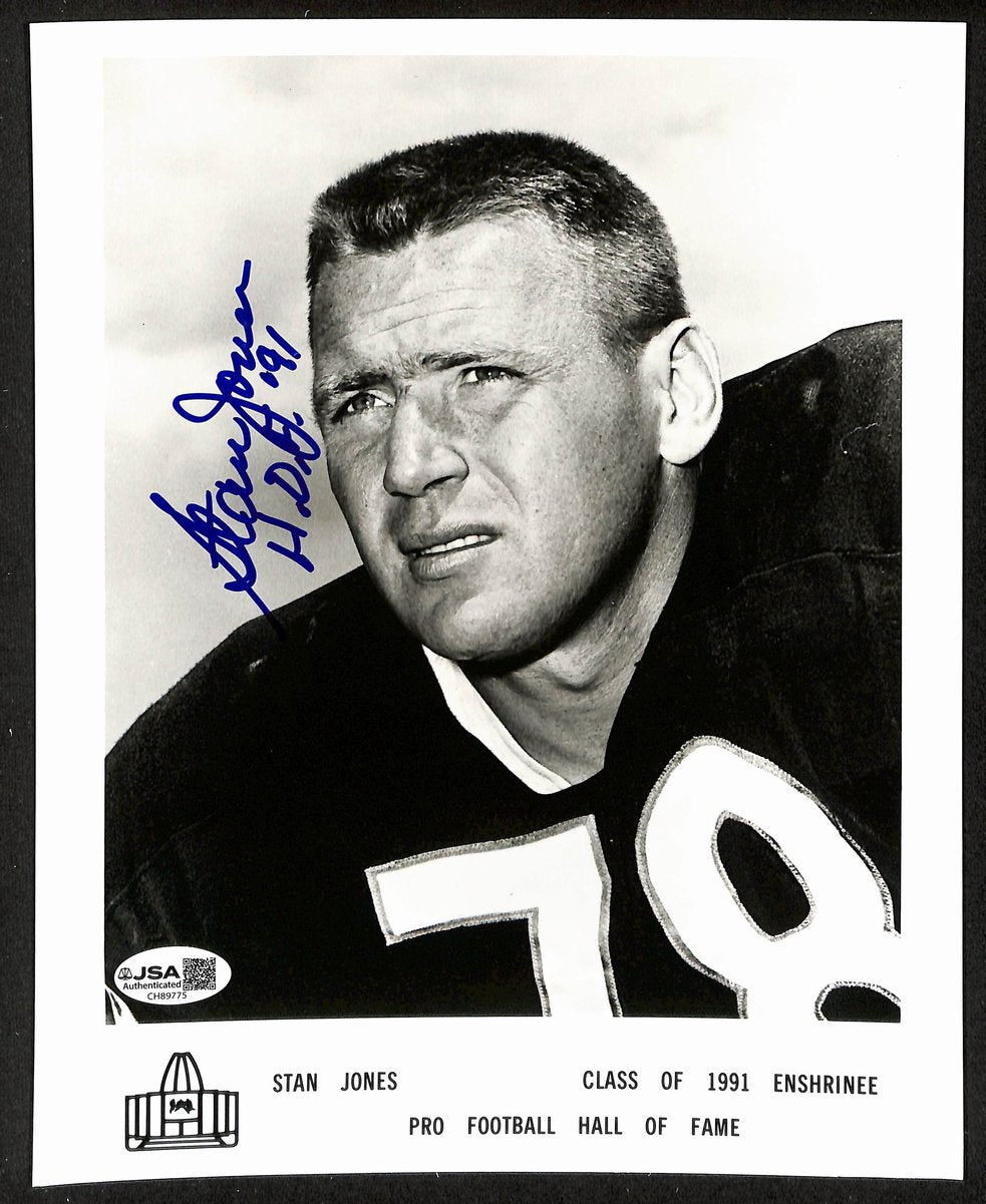 Stan Jones Official Pro Football Hall of Fame Auto/Signed 8x10 Photo JSA BA201956