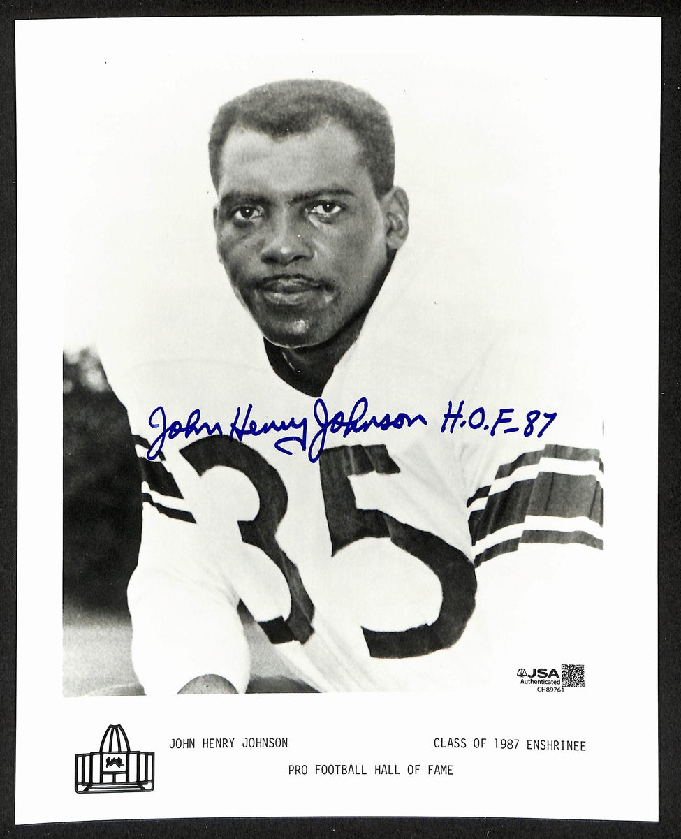 John Henry Johnson Official Pro Football Hall of Fame Auto/Signed 8x10 Photo JSA BA201970