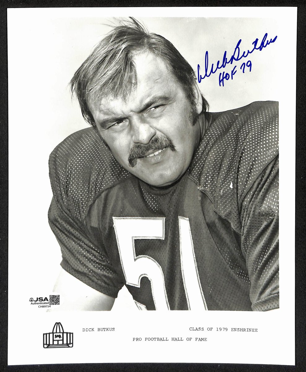 Dick Butkus Official Pro Football Hall of Fame Auto/Signed 8x10 Photo JSA BA201977