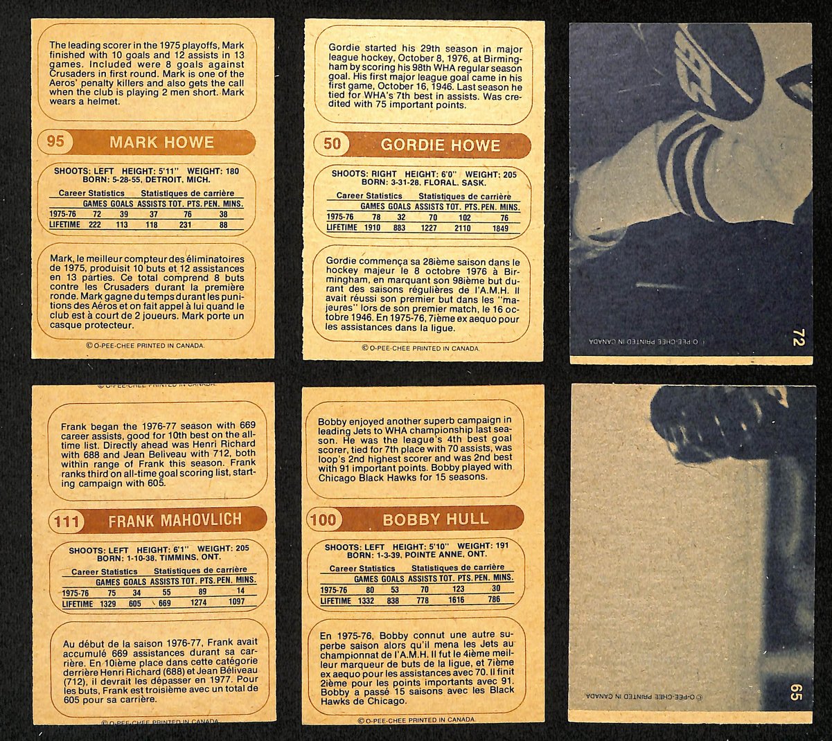 1976-77 O-Pee-Chee WHA Hockey Cards Complete Set (132) Gordie Howe Hull 200985