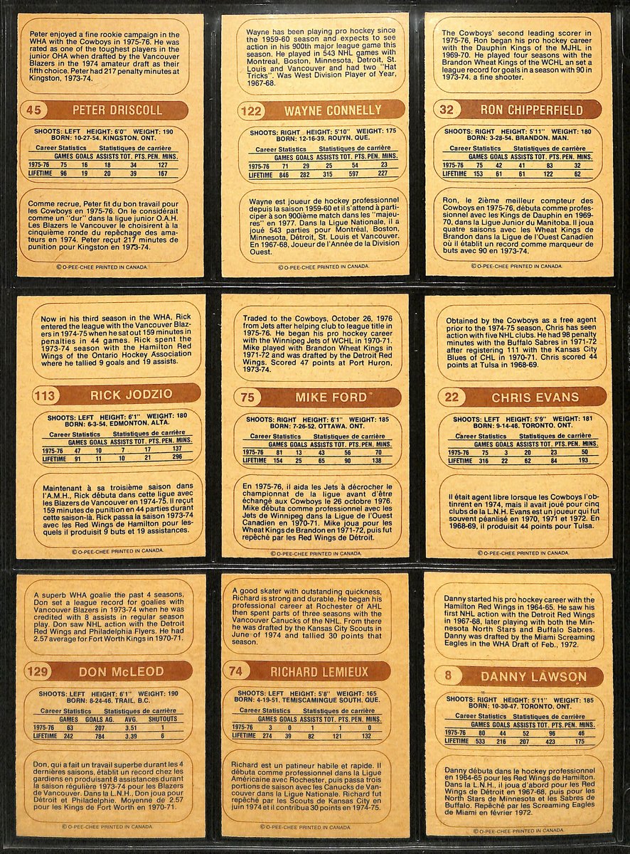 1976-77 O-Pee-Chee WHA Hockey Cards Complete Set (132) Gordie Howe Hull 200985