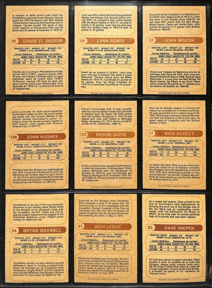 1976-77 O-Pee-Chee WHA Hockey Cards Complete Set (132) Gordie Howe Hull 200985