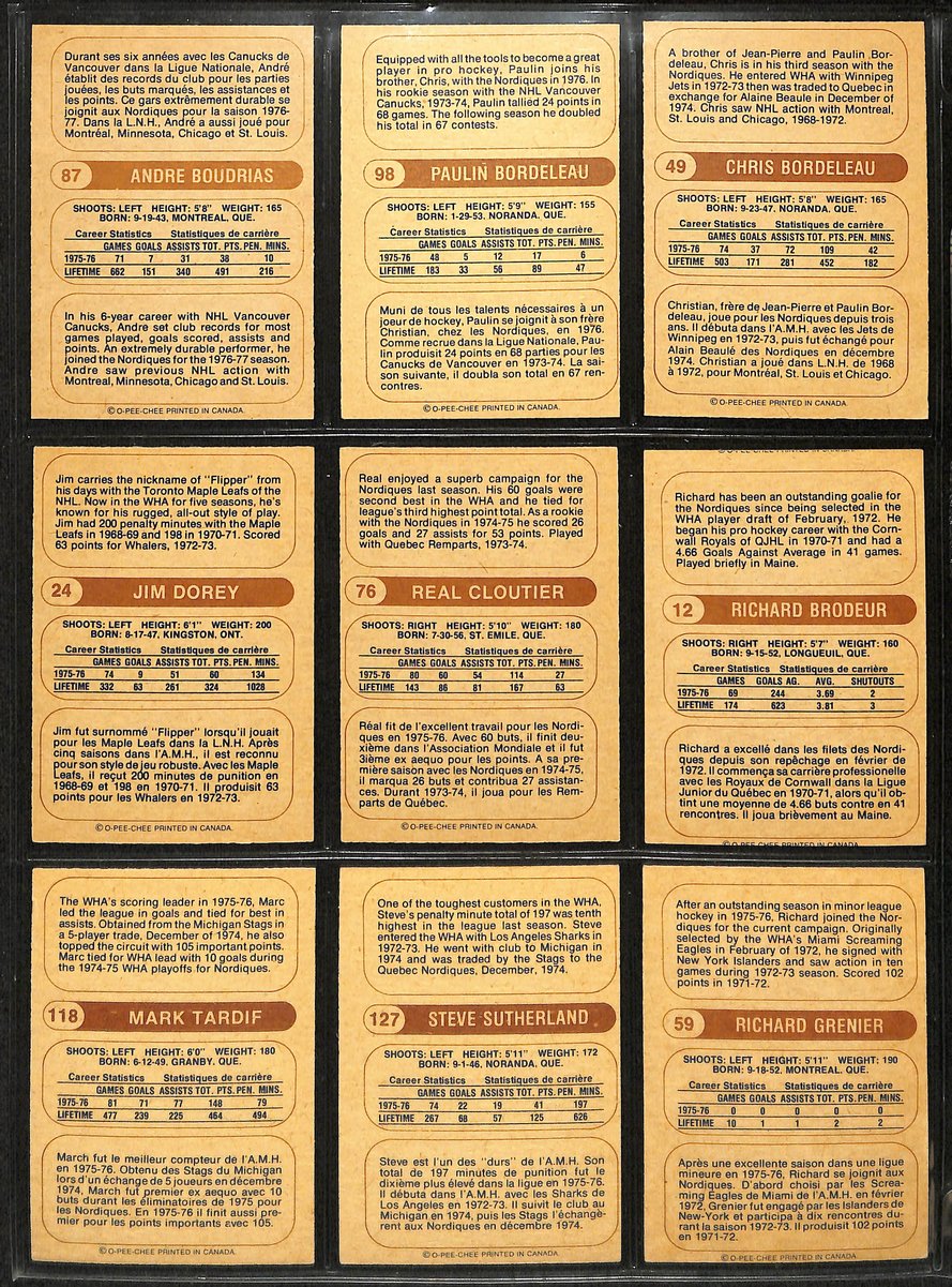1976-77 O-Pee-Chee WHA Hockey Cards Complete Set (132) Gordie Howe Hull 200985