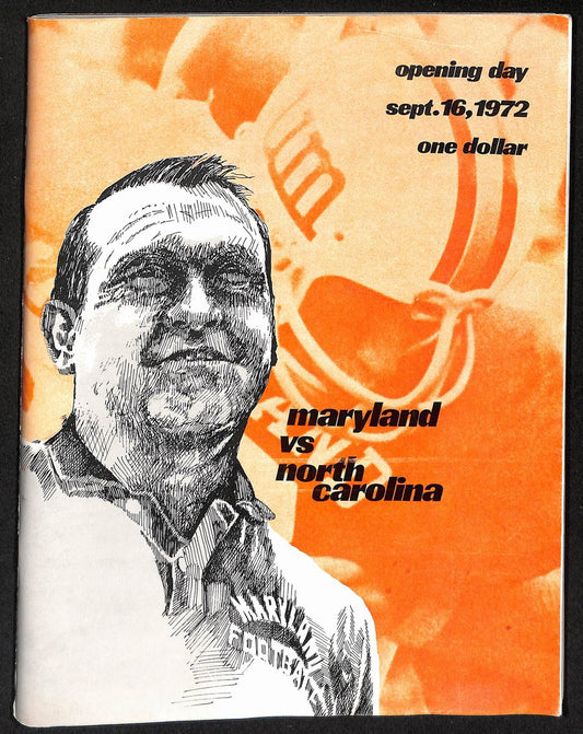 9/16/1972 NCAA Football Game Program Maryland vs. North Carolina 201640