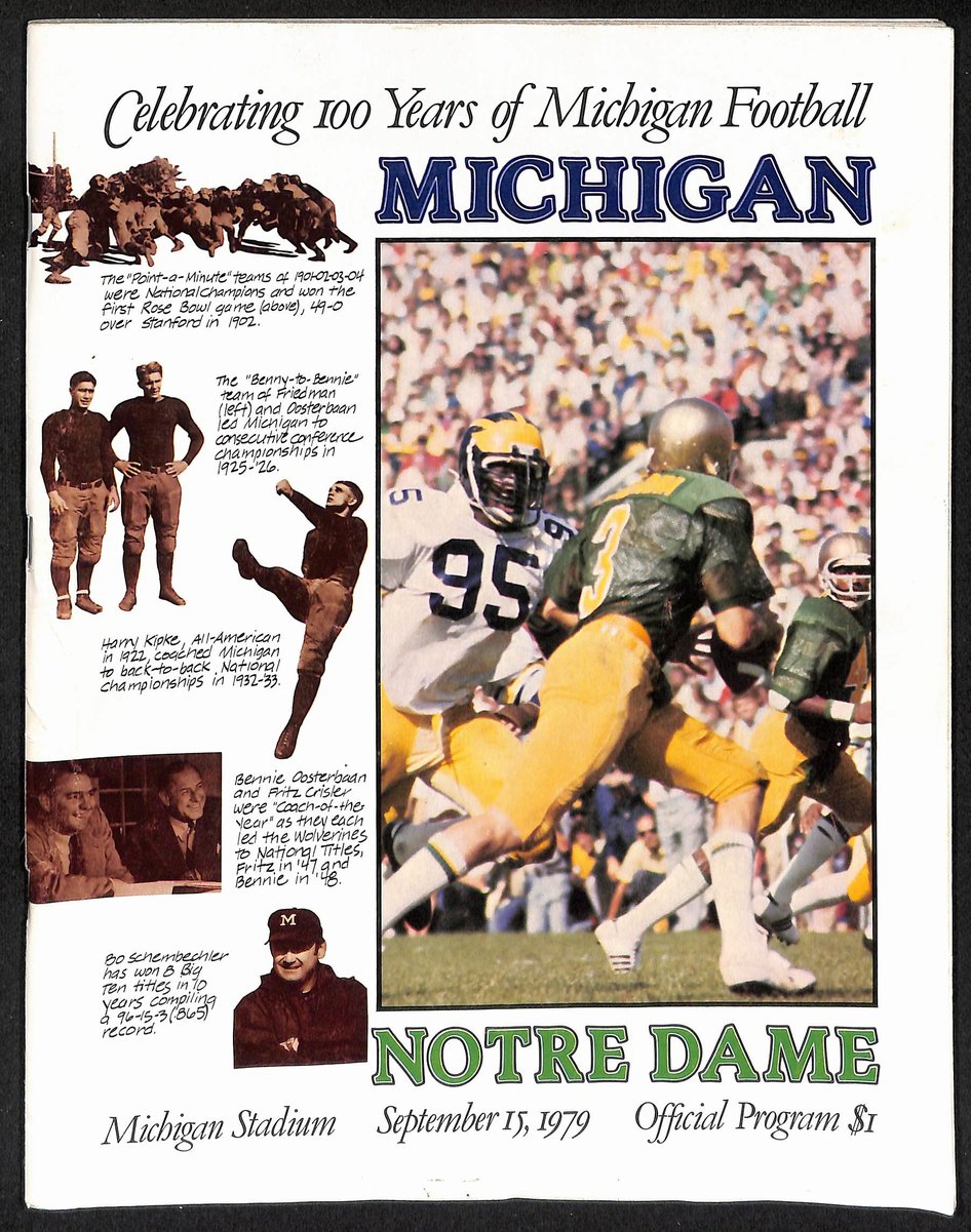 9/15/1979 NCAA Football Game Program Michigan vs. Notre Dame 201641