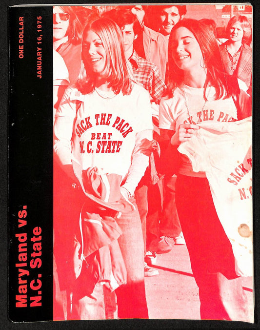 1/16/1975 NCAA Basketball Game Program Maryland vs. N.C. State 201642