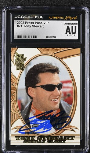 2002 Press Pass Tony Stewart CGC x JSA Auth Signed/Auto Racing Card BA202228
