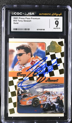2001 Press Pass Tony Stewart CGC x JSA Auth Signed/Auto Racing Card BA202233