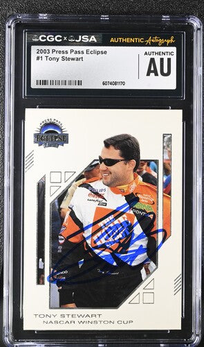 2003 Press Pass Tony Stewart CGC x JSA Auth Signed/Auto Racing Card BA202234