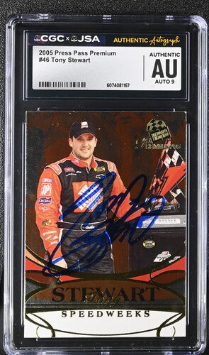 2005 Press Pass Tony Stewart CGC x JSA Auth Signed/Auto Racing Card BA202235