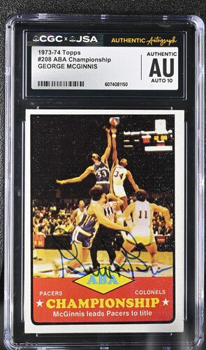 73-74 Topps George Mcginnis CGC x JSA Auth Signed/Auto Basketball Card BA202238