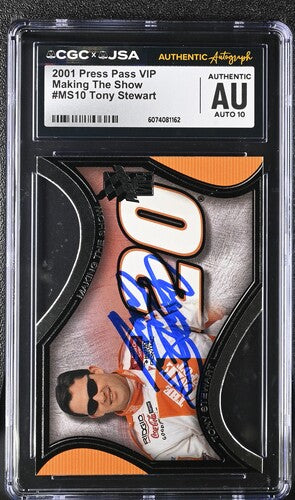 2001 Press Pass Tony Stewart CGC x JSA Auth Signed/Auto Racing Card BA202240