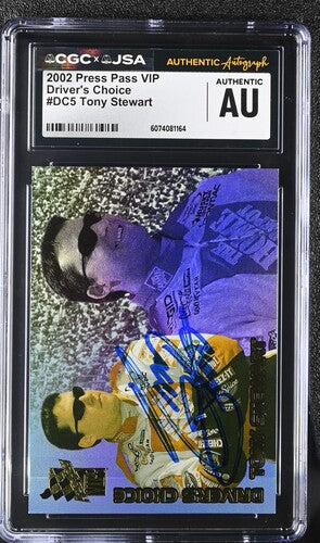 2002 Press Pass Tony Stewart CGC x JSA Auth Signed/Auto Racing Card BA202242