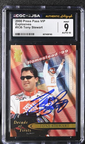 2000 Press Pass Tony Stewart CGC x JSA Auth Signed/Auto Racing Card BA202243