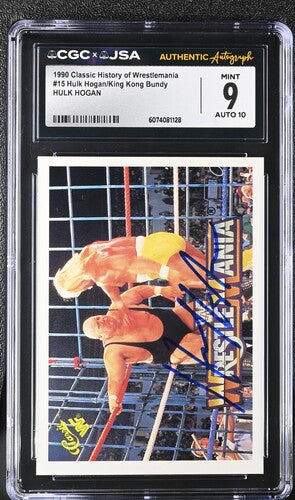 1990 Classic Hulk Hogan CGC x JSA Auth Signed/Auto WWF Wrestling Card BA202250