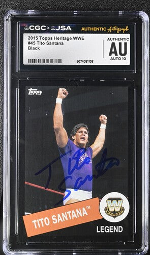 2015 Topps Tito Santana CGC x JSA Auth Signed/Auto WWE Wrestling Card BA202252