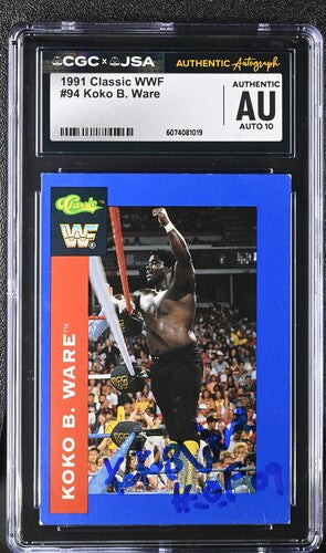 1991 Classic Koko B. Ware CGC x JSA Auth Signed/Auto Wrestling Card BA202256